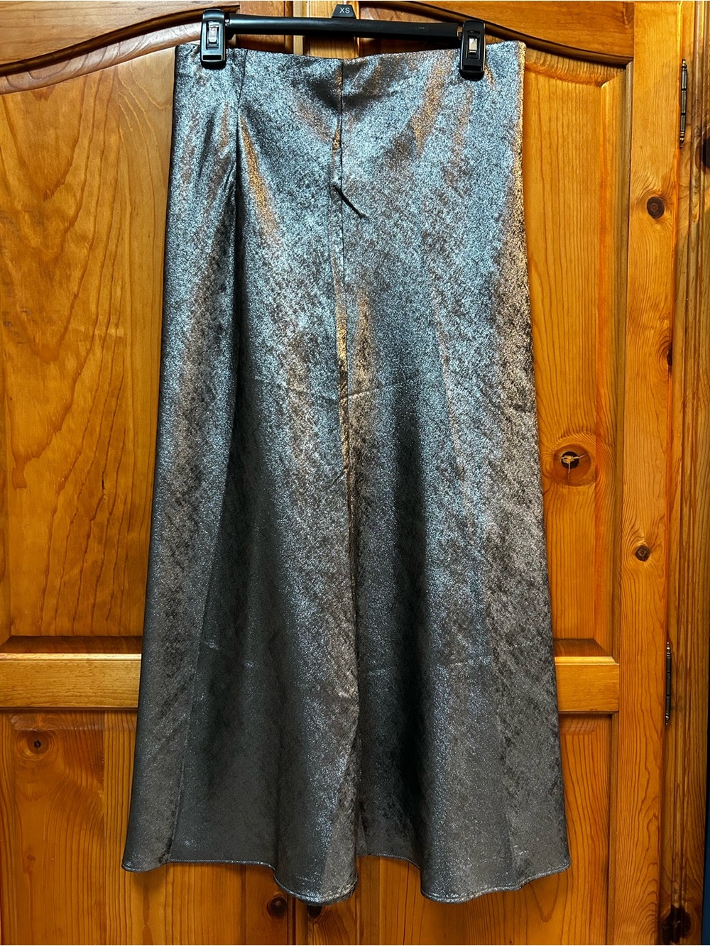 LOFT Metallic Silver A-Line Skirt